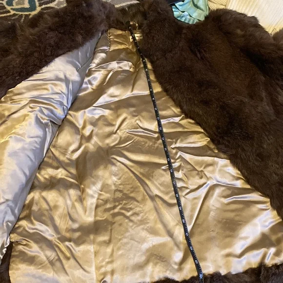 Women's Brown Real Rabbit Fur Jacket - Classic Cozy Coat - Picture 16 of 16